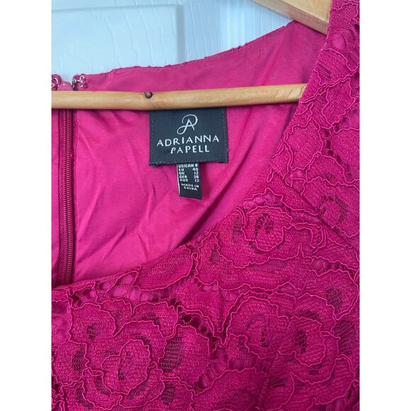 Adrianna Papell Magenta Pink Lace Sleeveless Sheath Cocktail Dress • Size 8 - Picture 4 of 4